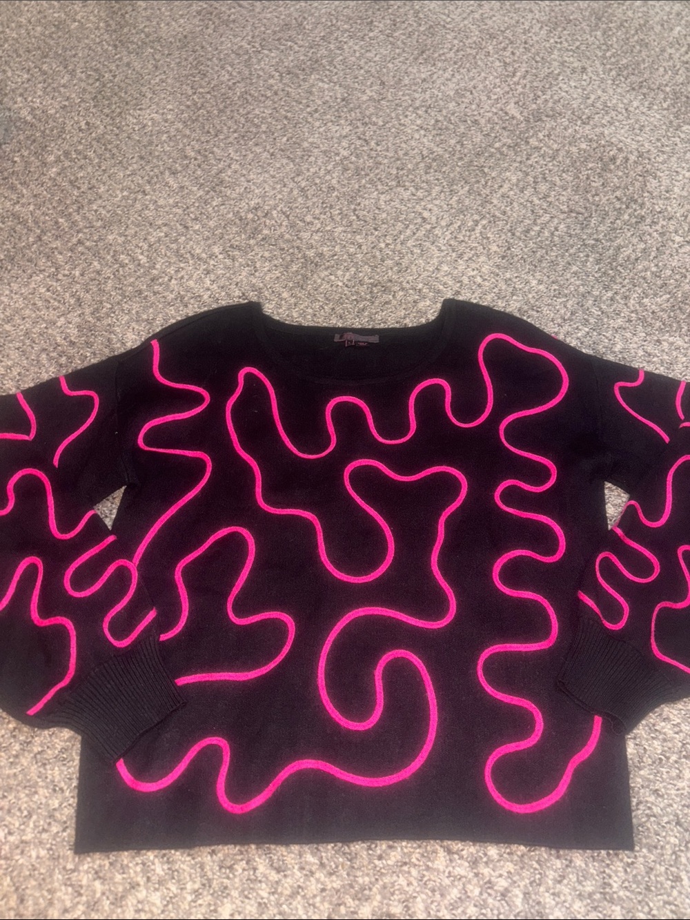 Fontana Black Knit Top with Pink design